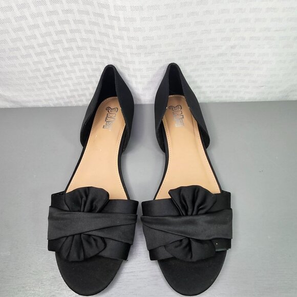 Brash Women's Black Bow Front Peep Toe Flats Size 9.5 - Picture 1 of 9